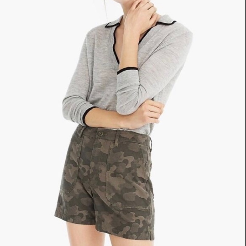 J. CREW HIGH RISE CAMO SHORTS